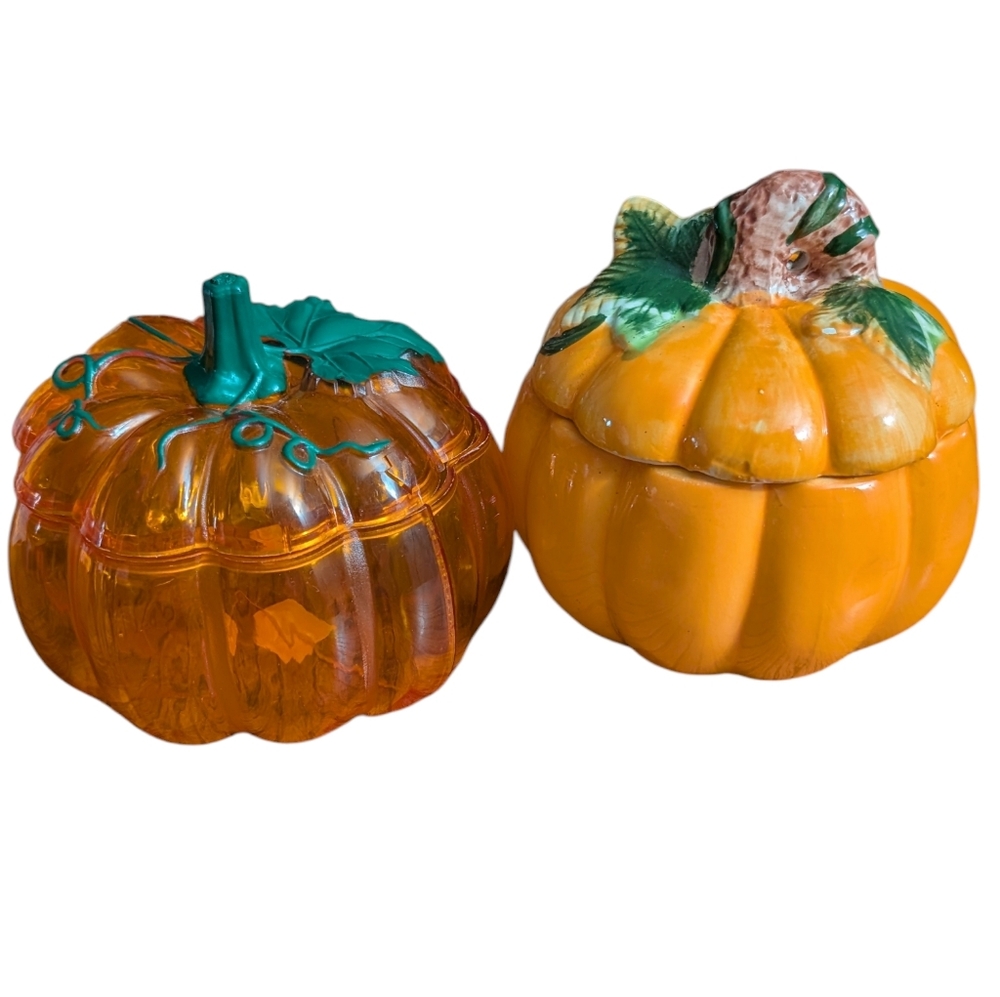 5/$25 Set of Two Pumpkin Halloween Candy Jars